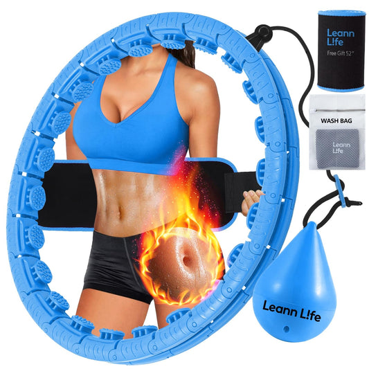 Leann L!fe U2-26 Knots 19”- 56” Weighted Hula Hoop for Adults Weight Loss Infinity Hoop Plus Size Child Adult Home Outdoors Abdominal Toner Blue